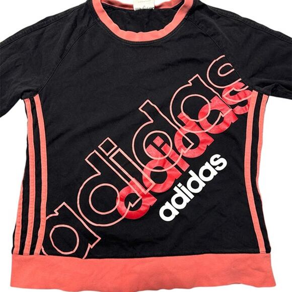 Y2K Adidas Black/Pink Graphic Print Long Sleeve Tshirt Size Medium - Picture 1 of 8